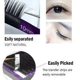NAGARAKU Premium Classic Matte Black 16 Rows Synthetic Eyelash Extensions - Curl B image 4