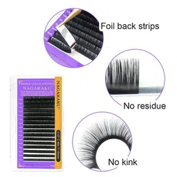NAGARAKU Premium Classic Matte Black 16 Rows Synthetic Eyelash Extensions - Curl D image 4