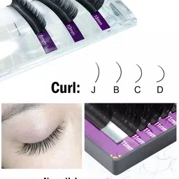 NAGARAKU Premium Classic Matte Black 16 Rows Synthetic Eyelash Extensions - Curl J image 5