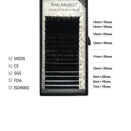 NAGARAKU Premium Classic Matte Black 16 Rows Synthetic Eyelash Extensions - Curl C image 5