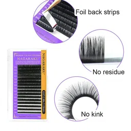 NAGARAKU Premium Classic Matte Black 16 Rows Synthetic Eyelash Extensions - Curl-D image 5