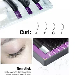 NAGARAKU Premium Classic Matte Black 16 Rows Synthetic Eyelash Extensions - Curl DD image 4