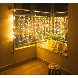 XERGY Gold-Toned 208 LED Window Curtain String Lights with 8 Flashing Modes-picture-51