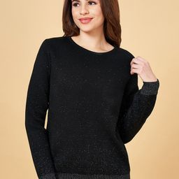 People Black Round Neck Embellished Pullover-image-75