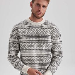 DeFacto Fair Isle Printed Round Neck Pullover Sweater-image-62