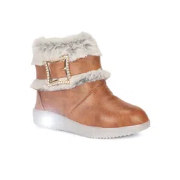 Lil Lollipop Girls Faux Fur Trim Led Light Mid Top Winter Boots-image-49