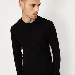 max Ribbed Round Neck Acrylic Pullover-image-59
