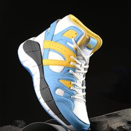 HRX by Hrithik Roshan Men White & Blue Rebound Mid Top Colourblocked Comfort Sneakers-picture-13