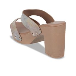 Mochi Shimmered H- Strap Open Toe Platform Heels image 2