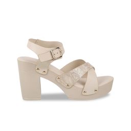 Mochi Textured Cross Strap Platform Heels With Buckle Closure image 5