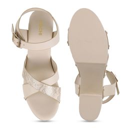 Mochi Textured Cross Strap Platform Heels With Buckle Closure image 4