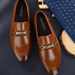 San Frissco Men Round Toe Buckle Detailed Comfort-Fit Formal Moccasins-picture-53