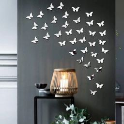 6 cm Butterfly 40 Silver - 3D Acrylic Mirror Wall Stickers Self Adhesive Sticker-image-2