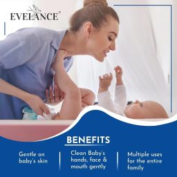 evelance Caring Baby Wet Wipes with lid & Aloe Vera Extract| 72 Pieces|Pack Of 4 image 3