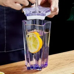 garihc enterprise Sipper Star Shape Mug 400ML Five-Pointed Star with Lid Straw Glass Multi Color image 2