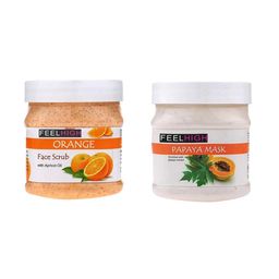 FEELHIGH Combo Of Orange Face Scrub & Papaya Face Mask - 500ml Each-21