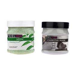 FEELHIGH Set of Neem Cleansing Scrub & Charcoal Mask - 500 ml each-31