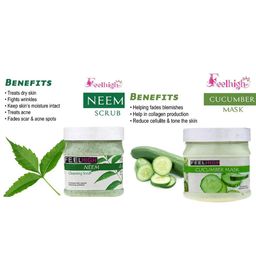 FEELHIGH Set of Neem Face Scrub & Cucumber Mask - 500 ml Each image 2