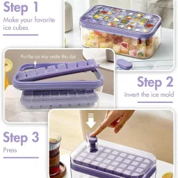 dhvyant mart Release & Save Space BPA Free Single 2 Layer Ice Cube Mould With Lid & Bin Multicolor Plastic Ice Cube Tray image 4