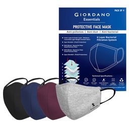Giordano Unisex Pack of 4 Anti-Bacterial 6 Ply Reusable Cloth Masks-16