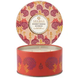 Veedaa Candles Bombay Orange Bourbon 3 Wick Tin Scented Candle-picture-18