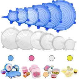 Silicon Reusable Stretch Elastic Cover Lids Seal for Bowls Dishes Utensils Glass Flexible Stretchable Microwave Multi Color (Color May Vary) 8.1 inch, 6.5 inch, 5.7 inch, 4.5 inch, 3.7 inch, 2.5 inch, 8.1 inch, 6.5 inch, 5.7 inch, 4.5 inch, 3.7 inch, 2.5 inch Lid Set-16