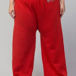 Women Relaxed Red Wool Trousers-image-45