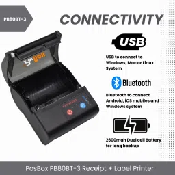PosBox 3 Inch 2 in 1 Label + Receipt Printer with USB and Bluetooth for Billing and Labels image 3
