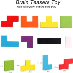 ntz Wooden Tetris Russian Block Jigsaw Puzzle Toy-40 pcs LEARNIG (Multicolor) image 4