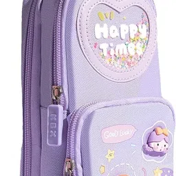 3 Layer Soft Pencil Pouch School Stationery Large Capacity Pouch for kids with 3 Sticker Art EVA Pencil Box-image-34