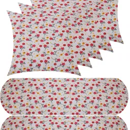 5 Cushion And 2 Bolster Microfibre Floral Bolster Pack of 7-image-59