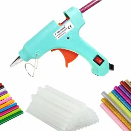 20W 20 WATT 7MM hot melt Glue Gun with ON Off Switch and LED Indicator 5 Transparent + 5 Colored + 5 Glitter Sticks Standard Temperature Corded Glue Gun-16