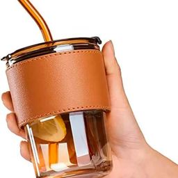 Glass Transparent LEATHER COFFEE COVER MUG 250 ml Water Bottle-image-31