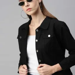 Women Solid Denim Jacket-image-91
