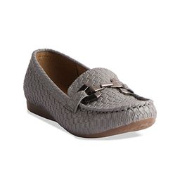 ERIDANI Women Textured Embellished Round Toe Loafers-15