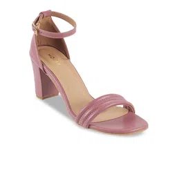 Mochi Textured Open Toe Block Heels With Ankle Loop-13