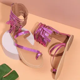 Tao Paris IVY Mid Top Leather Gladiators With Tassels-image-97