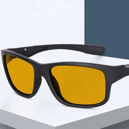 CRIBA Unisex Wayfarer Sunglasses with UV Protected Lens CR_FTRA-BLK-YLW-image-34