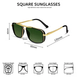 ROYALTAIL Unisex Square Sunglasses with UV Protected Lens image 5