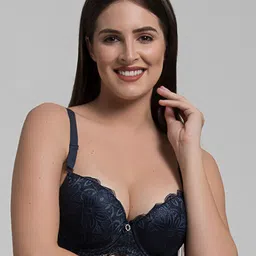 MAKCLAN Floral Plunge Bra - Medium Coverage Underwired Lightly Padded-picture-29