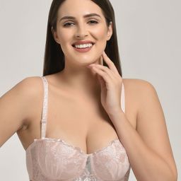 MAKCLAN Floral Medium Coverage Underwired Lightly Padded Plunge Plunge Bra-55