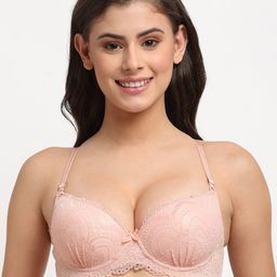 MAKCLAN Medium Coverage Underwired Lightly Padded Dry Fit Floral Lace Push-Up Bra-picture-19