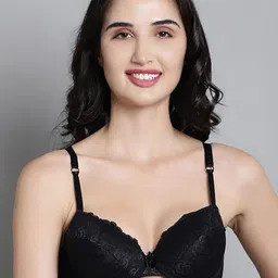 MAKCLAN Floral Self Design Medium Coverage All Day Comfort Dry Fit Plunge Bra-picture-15