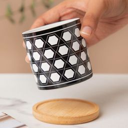 Nestasia Hive Design Ceramic Planter With Wooden Coaster-91