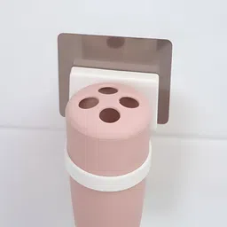 Kookee Pink Textured Self Adhesive Toothbrush Holder-7