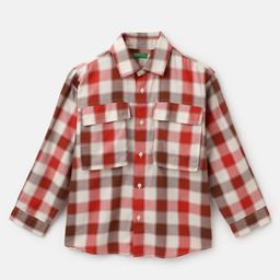 United Colors of Benetton Boys Buffalo Checks Checked Spread Collar Cotton Casual Shirt-picture-0