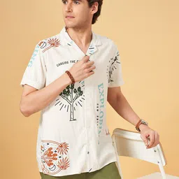 Urban Ranger by pantaloons Men Slim Fit Floral Opaque Printed Casual Shirt-image-87