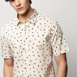 SHOWOFF Standard Slim Fit Conversational Printed Oxford Weave Cotton Casual Shirt-image-38