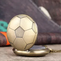 Classic Quirk Antique Gandhi Style Vintage with Soccer Theme Football Design Embossing Key chain with Key Ring Car, Bike for Men & Woman Best Gift Bronze Metal Pocket Watch Chain-image-39