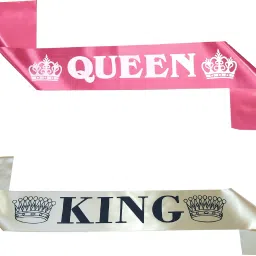 RED SATIN 'QUEEN' SASH OR GOLDEN COLOR SATIN 'KING' SASH, SCHOOL, COLLAGE AND OFFICE TRADITIONS, ANNIVERSARY, BACHELOR PARTY DECORATIONS ITEMS-picture-9